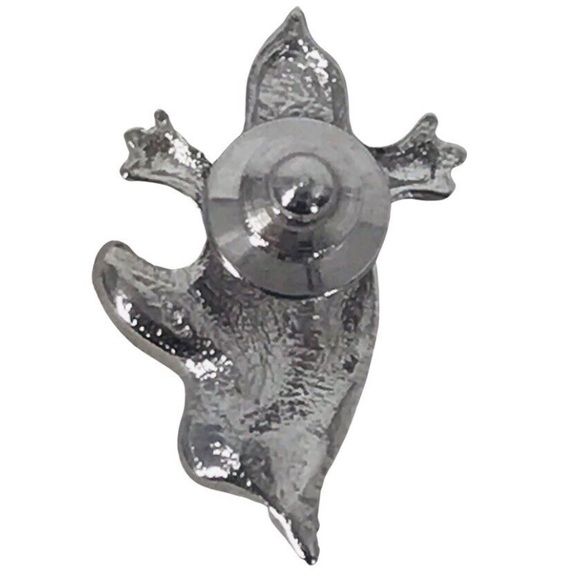 Rare Vintage Avon Silver Ghost Crystal Halloween Lapel Pin Brooch - Picture 2 of 4